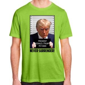 President Donald Trump Mugshot Never Surrender Adult ChromaSoft Performance T-Shirt