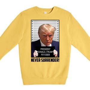 President Donald Trump Mugshot Never Surrender Premium Crewneck Sweatshirt