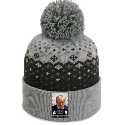 President Donald Trump Mugshot Never Surrender The Baniff Cuffed Pom Beanie