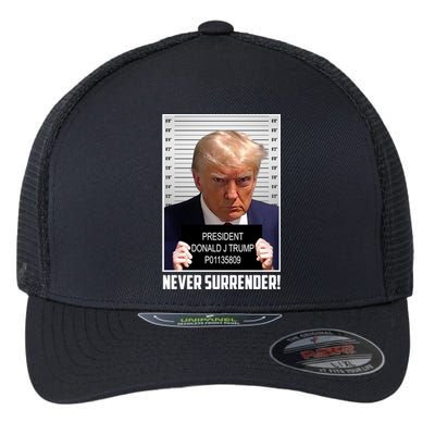 President Donald Trump Mugshot Never Surrender Flexfit Unipanel Trucker Cap