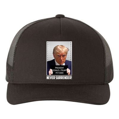 President Donald Trump Mugshot Never Surrender Yupoong Adult 5-Panel Trucker Hat