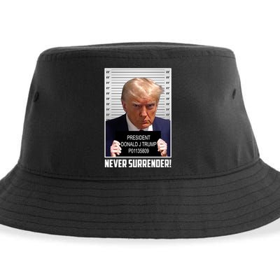 President Donald Trump Mugshot Never Surrender Sustainable Bucket Hat