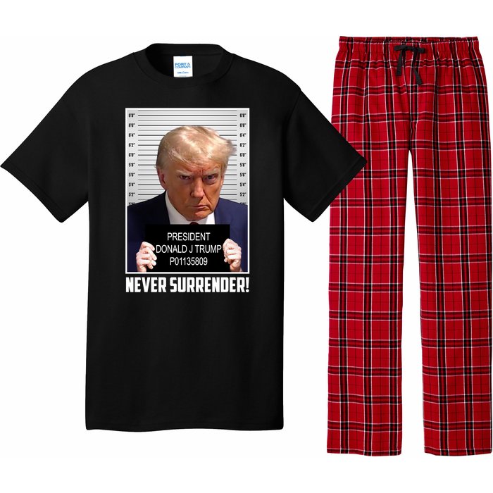 President Donald Trump Mugshot Never Surrender Pajama Set