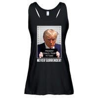 President Donald Trump Mugshot Never Surrender Ladies Essential Flowy Tank