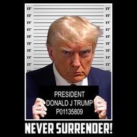 President Donald Trump Mugshot Never Surrender Flatbill Hat