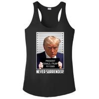 President Donald Trump Mugshot Never Surrender Ladies PosiCharge Competitor Racerback Tank