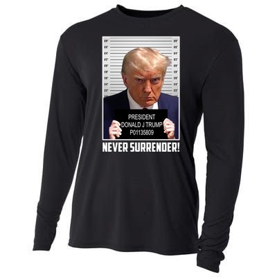 President Donald Trump Mugshot Never Surrender Cooling Performance Long Sleeve Crew