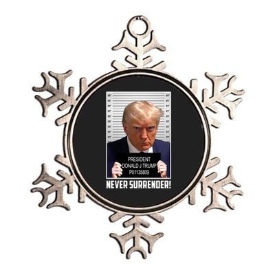 President Donald Trump Mugshot Never Surrender Metallic Star Ornament