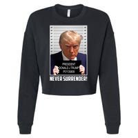 President Donald Trump Mugshot Never Surrender Cropped Pullover Crew