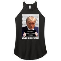 President Donald Trump Mugshot Never Surrender Women's Perfect Tri Rocker Tank