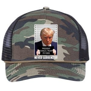 President Donald Trump Mugshot Never Surrender Retro Rope Trucker Hat Cap