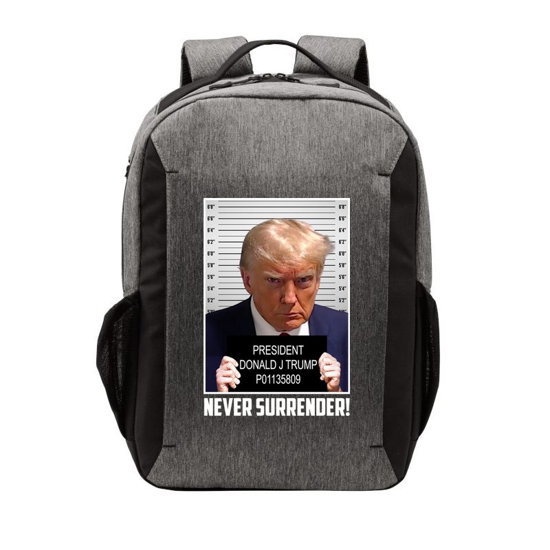 President Donald Trump Mugshot Never Surrender Vector Backpack