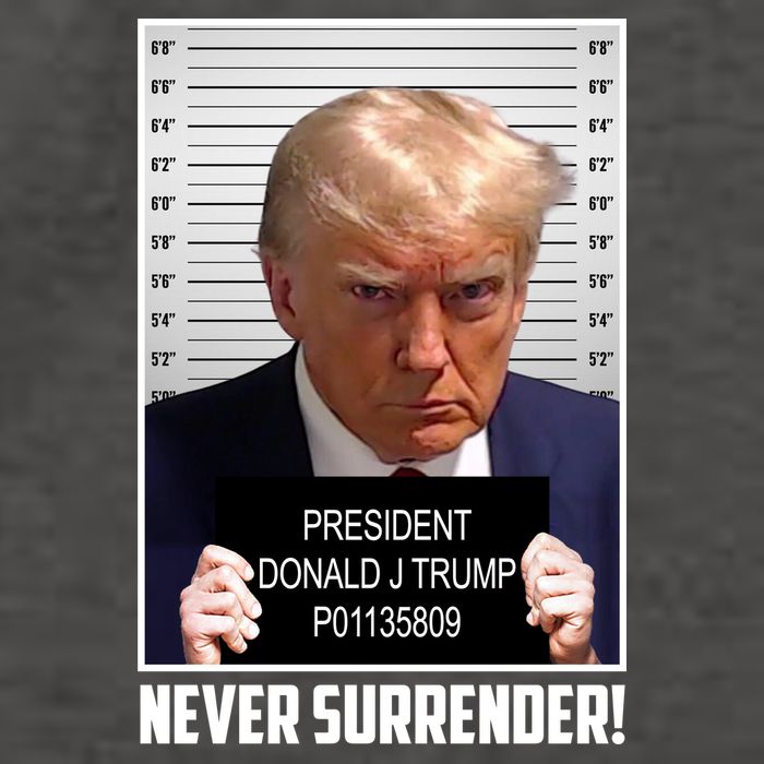 President Donald Trump Mugshot Never Surrender Vector Backpack