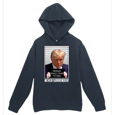 President Donald Trump Mugshot Never Surrender Urban Pullover Hoodie