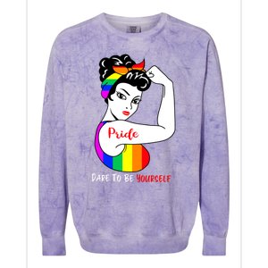 Pride Dare To Be Yourself Funny Lgbt Pride Funny Gift Colorblast Crewneck Sweatshirt