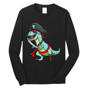 Pirate Dinosaur T Rex Funny Tyrannosaurus Halloween Long Sleeve Shirt