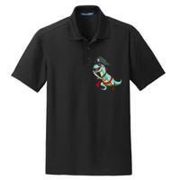 Pirate Dinosaur T Rex Funny Tyrannosaurus Halloween Dry Zone Grid Polo