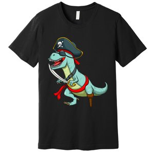 Pirate Dinosaur T Rex Funny Tyrannosaurus Halloween Premium T-Shirt