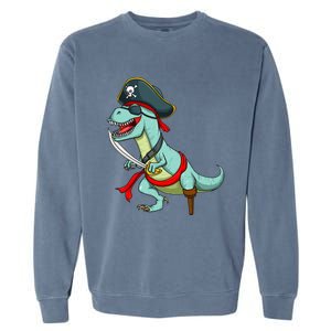 Pirate Dinosaur T Rex Funny Tyrannosaurus Halloween Garment-Dyed Sweatshirt