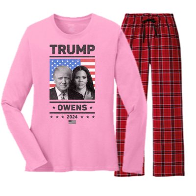 President Donald Trump And Vice President Candace Owens 2024 Women's Long Sleeve Flannel Pajama Set 