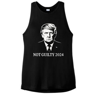 President Donald Trump Mugshot 2024 Not Guilty Supporter Ladies PosiCharge Tri-Blend Wicking Tank