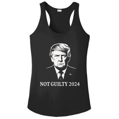 President Donald Trump Mugshot 2024 Not Guilty Supporter Ladies PosiCharge Competitor Racerback Tank