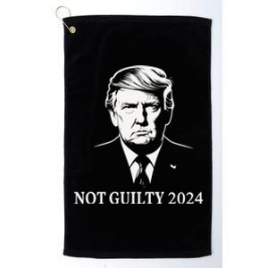 President Donald Trump Mugshot 2024 Not Guilty Supporter Platinum Collection Golf Towel