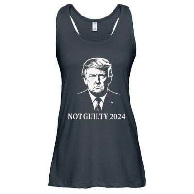 President Donald Trump Mugshot 2024 Not Guilty Supporter Ladies Essential Flowy Tank