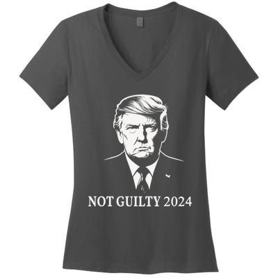 President Donald Trump Mugshot 2024 Not Guilty Supporter Women's V-Neck T-Shirt