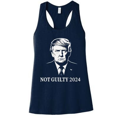 President Donald Trump Mugshot 2024 Not Guilty Supporter Women's Racerback Tank