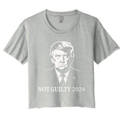 President Donald Trump Mugshot 2024 Not Guilty Supporter Women's Crop Top Tee