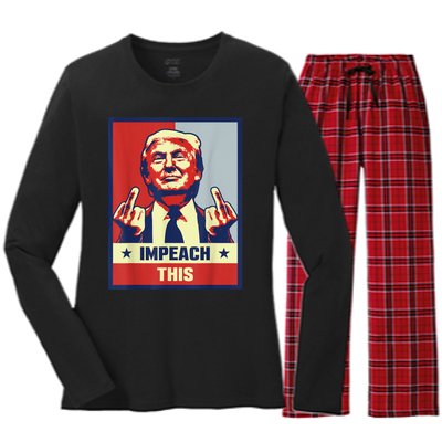 Pro Donald Trump Gifts Republican Conservative Impeach This Women's Long Sleeve Flannel Pajama Set 