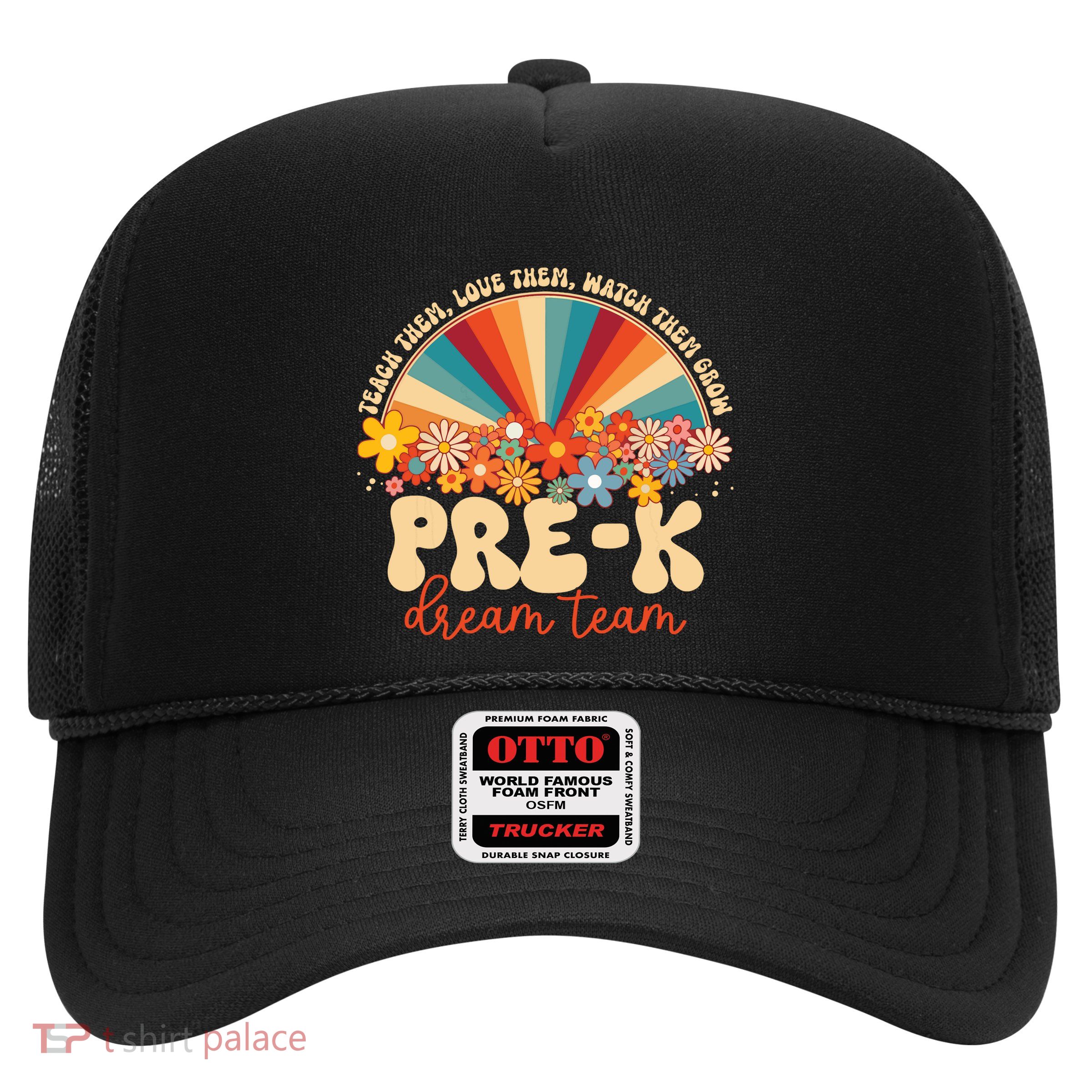 Prek Dream Team Retro Groovy Rainbow Back To School Teacher Trucker Hat