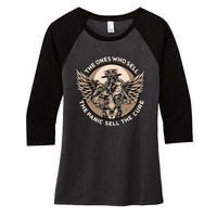 Plague Doctor The Ones Who Sell The Panic Sell The Cure Women's Tri-Blend 3/4-Sleeve Raglan Shirt