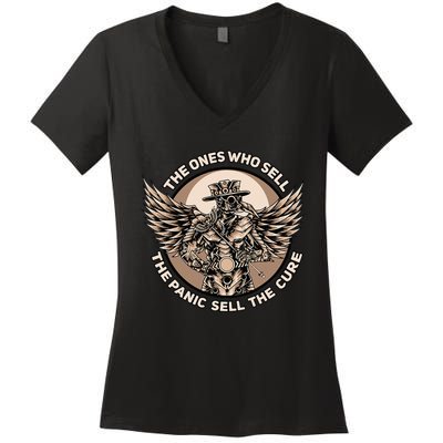 Plague Doctor The Ones Who Sell The Panic Sell The Cure Women's V-Neck T-Shirt