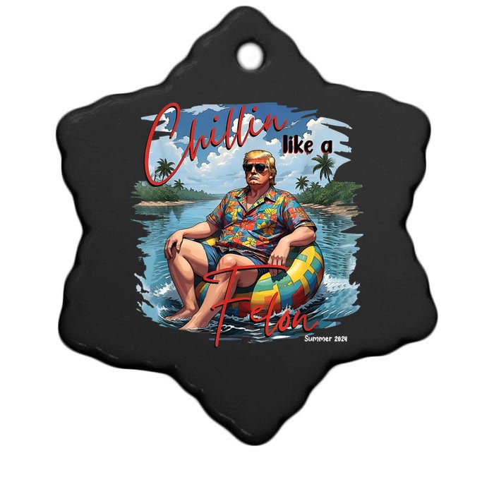 President Donald Trump Chillin Like A Felon Summer 2024 Ceramic Star Ornament