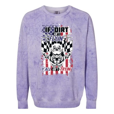 Patriotic Dirt Track Motocross & Stock Car Racing Colorblast Crewneck Sweatshirt