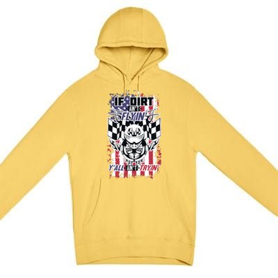 Patriotic Dirt Track Motocross & Stock Car Racing Premium Pullover Hoodie