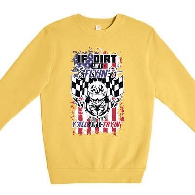 Patriotic Dirt Track Motocross & Stock Car Racing Premium Crewneck Sweatshirt