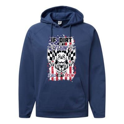 Patriotic Dirt Track Motocross & Stock Car Racing Performance Fleece Hoodie