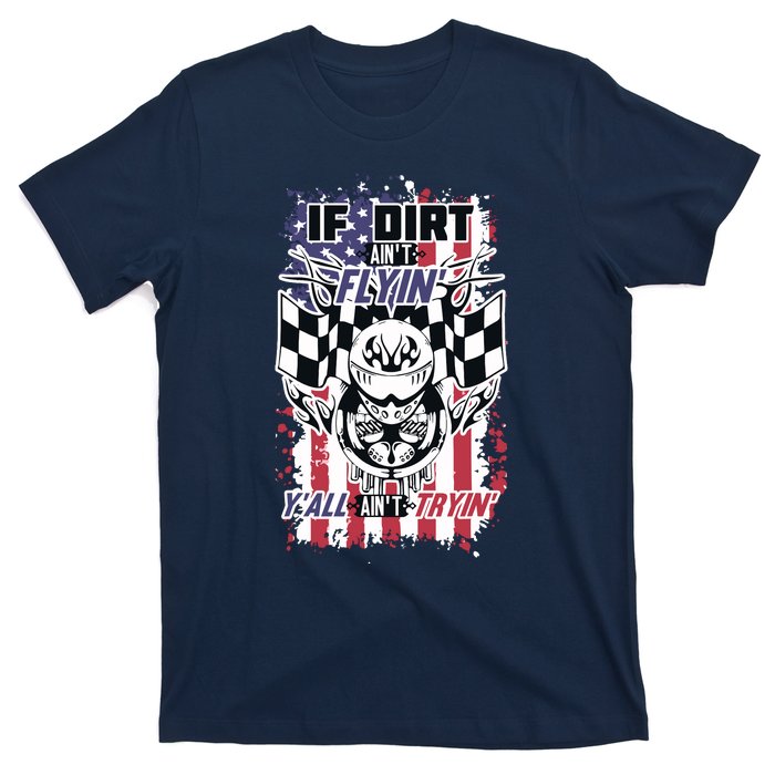 Patriotic Dirt Track Motocross & Stock Car Racing T-Shirt