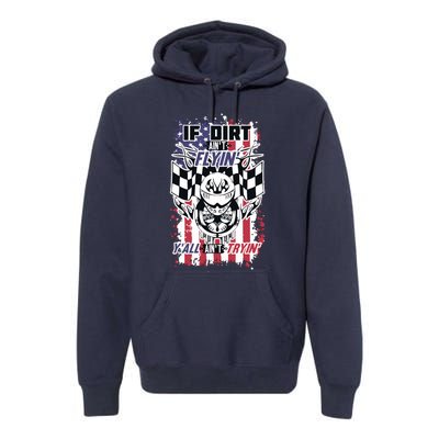 Patriotic Dirt Track Motocross & Stock Car Racing Premium Hoodie