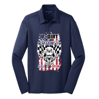 Patriotic Dirt Track Motocross & Stock Car Racing Silk Touch Performance Long Sleeve Polo