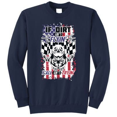 Patriotic Dirt Track Motocross & Stock Car Racing Tall Sweatshirt