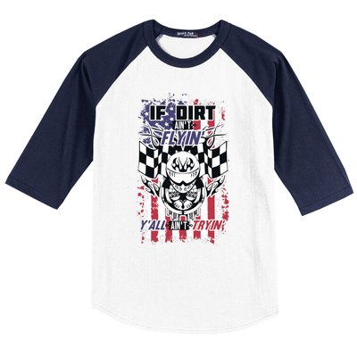 Patriotic Dirt Track Motocross & Stock Car Racing Baseball Sleeve Shirt