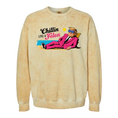 President Donald Trump Chillin Like A Felon Summer 2024 Colorblast Crewneck Sweatshirt