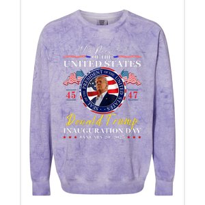 President Donald Trump Inauguration Day 2025 47th Usa Flag Colorblast Crewneck Sweatshirt