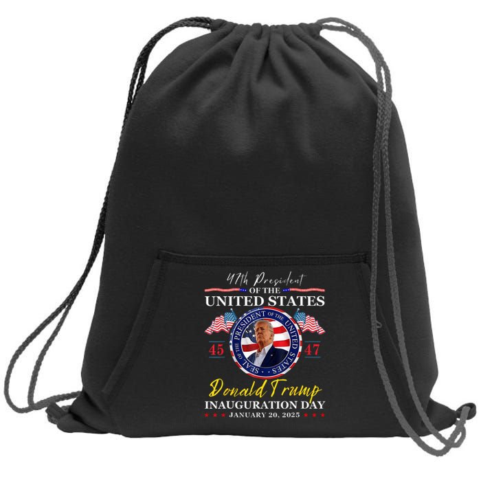 President Donald Trump Inauguration Day 2025 47th Usa Flag Sweatshirt Cinch Pack Bag