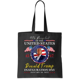 President Donald Trump Inauguration Day 2025 47th Usa Flag Tote Bag