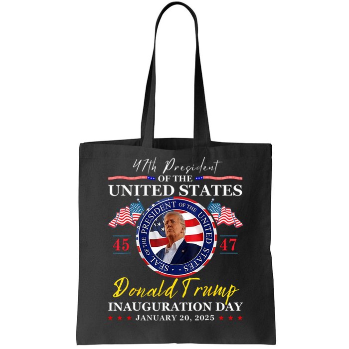 President Donald Trump Inauguration Day 2025 47th Usa Flag Tote Bag